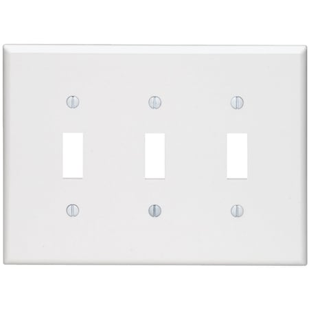 Leviton 3-Gang Smooth Plastic Mid-Way Toggle Switch Wall Plate, White 003-80511-00W
